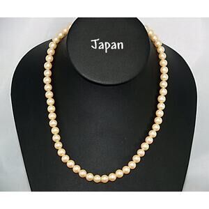 Vintage Japan Faux Pearl Necklace Cream Beads 1950s 16” Choker Length Jewelry
